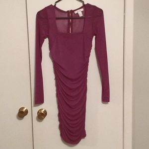 Purple long sleeve cocktail dress